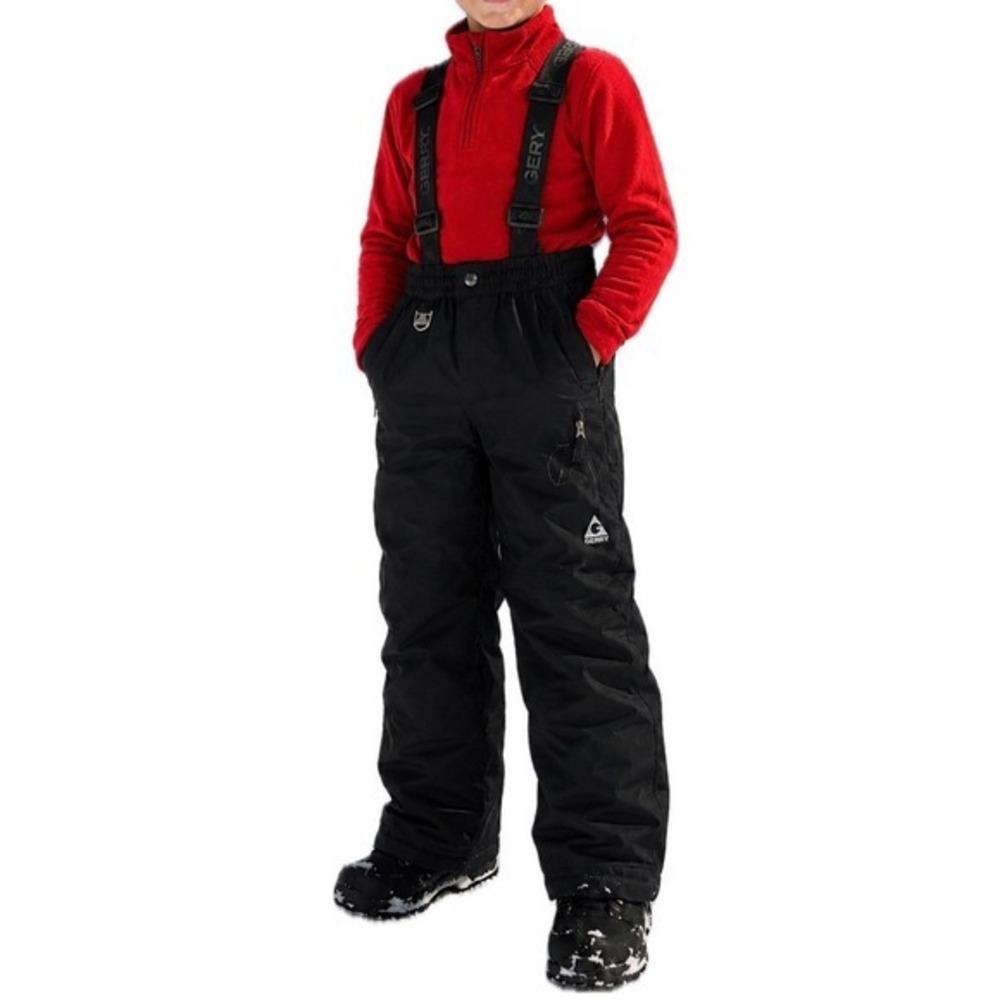 NWOT Gerry Youth Performance Black Snow Pants W/Removable Suspenders. Size 7/8